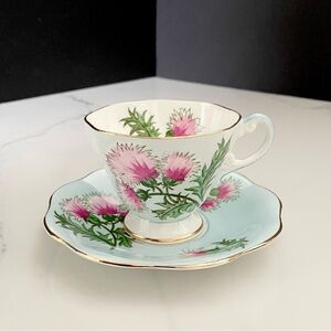 Glengarry Thistle Cup & Saucer by Foley